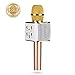 Wireless Karaoke Microphone, Portable Karaoke Machine for Kids with Bluetooth Speaker,USB-Stick Player, bluetooth wireless microphone for iPhone,Android, iPad,TV (gold)