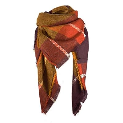 Century Star Womens Plaid Scarf Classic Soft Warm Chunky Blanket Winter Knit Scarves for Women Century Star Womens Plaid Scarf Classic Soft Warm Chunky Blanket Winter Knit Scarves for Women