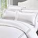 Deep Sleep Home 3pc Duvet Cover Set, 40s Cotton Sateen, Navy Blue Embroidered Lines, 250 Thread Count Percale, White Background, Double Full, Queen, King Size (Queen, Navy)