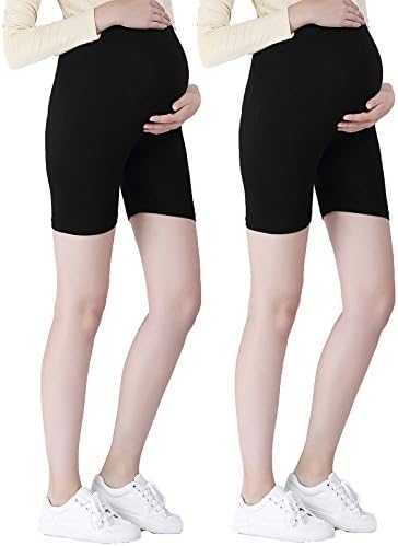 Maternity Ultra Thin Stretch Short Leggings Plain Black