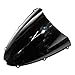 Mallofusa Motorcycle Double Bubble Windshield Windscreen Compatible for Kawasaki Ninja ZX6R 2005-2008 / ZX10R 2006-2007 Black