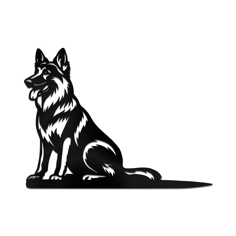 WADORN German Shepherd Metal Yard Art Decor, Dog Stainless Steel Outdoor Tree Silhouette Stake for Tree Yard Garden Patio Animal Outdoor Decor Gift for Housewarming Home Art Decor