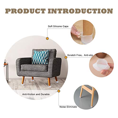 20pcs Felt Bottom Chair Leg Covers,Soft Silicone Furniture Foot Protector Pads,Free Move Table Leg Covers,chair Leg Caps Silicone Floor Protector,Stool Leg Caps To Prevent Floor Scratches Reduce Noise