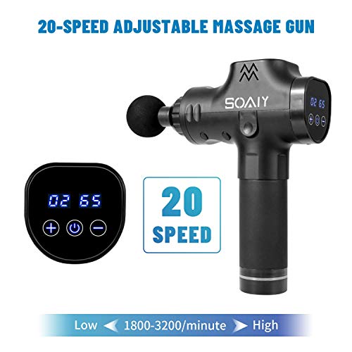 Deep Tissue Percussion Massage Gun - HandHeld Rechargeable Muscle Massager with 6 Heads & 20 Speed Vibration for Athletes Soothe Muscle Pain, Super Quiet Body Massage Gun for Feet, Back, Neck, Arms - Thumbnail 2