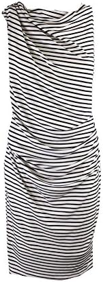 Robert Rodriguez White Striped Lydia Draped Back Dress S