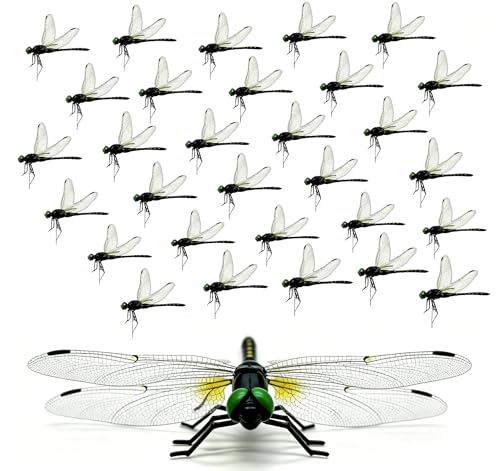 30PCS Realistic Dragonfly Hat Clips for Bugs,Artificial Bug Repellent,Fake Keychain Clips for Hats,Backpacks,Garden,Yard,Camping Decor