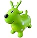 AppleRound Green Reindeer Bouncer with Hand Pump, Inflatable Space Hopper, Ride-on Bouncy Animal