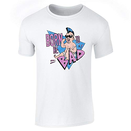 Pop ThreadsBorn to Be Bad Funny Retro Vintage Style 80s Graphic Tee T-Shirt for Men
