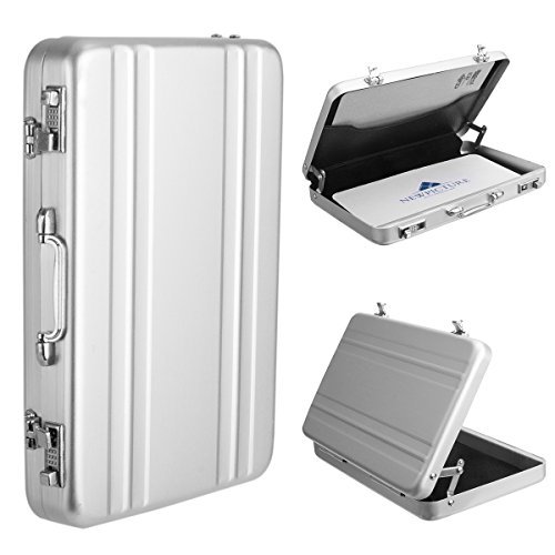 Woodmin Mini Code Case Aluminum Business Card Holder Name Card Holder Case, Collecting Box for Instax Mini Films/ Business Cards/ ID Cards (Silver)