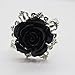 AngHui ShiPin 10pcs Black Rose Decorative Silver Napkin Ring Serviette Holder for Wedding Party Dinner Table Decor Many Color Available for Christmas Table