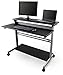 Stand Up Desk Store Rolling Adjustable Height Two Tier Standing Desk Computer Workstation (Silver Frame/Black Top, 48