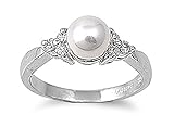 Faux Pearl and Crystal Enhanced Ring