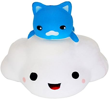 HooMore Kawaii Cloud Cat and Three Random Mini Stretchy Squishies Silly Set Animal Very Slow Rising Soft Foam Squeeze Simulation Toys to Stress Relief