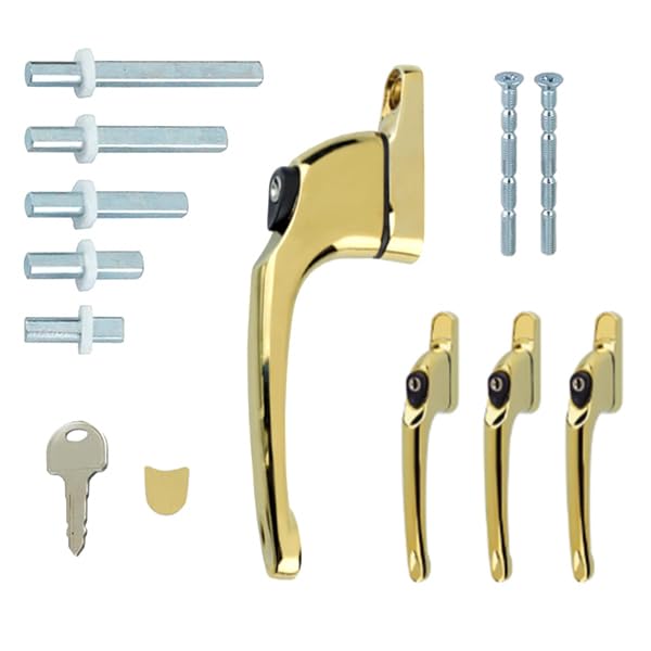 FixRello PVC Window Handles for uPVC Windows - Handle for uPVC Windows and Double Glazing (4, Gold)