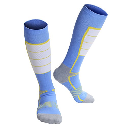 Compression socks for Men &amp; Women, Mid-Calf Stocking, High Elasticity and Durability, Suitable for Nurse, Medical, Pregnancy, Flight Travel, Boost Stamina, Circulation, 1 Pair (Blue, M: US 9-11)