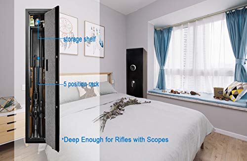 Moutec Large Biometric Rifle Gun Safe, Quick Access Fingerprint Rifle Gun Safe, 5-Gun Metal Rifle Gun Security Cabinet for Rifle with/Without Scope with Separate Pistol/Handgun Lock Box - Thumbnail 6