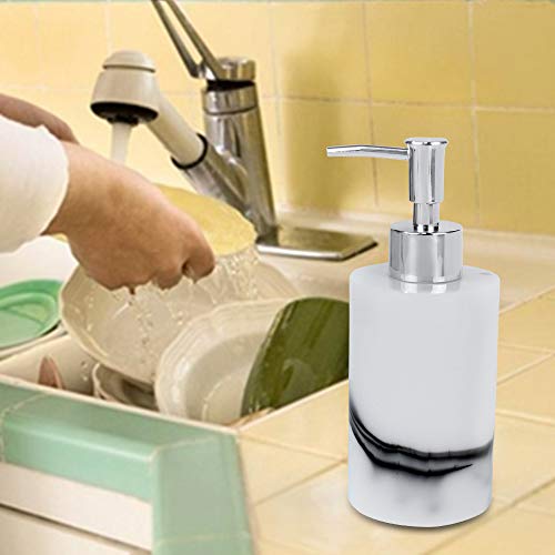SUNTA Soap Dispenser, Refillable Resin Marble Style Lotion Liquid Soap Shampoo Dispenser Pump Bottle Container for Kitchen, Bathroom - White (250ml/8.5oz) - Thumbnail 4