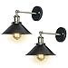 Deep Dream Metal Wall Sconce Shade 2 Pack, Black Hardwired 240 Degree Adjustable Vintage Industrial Sconces Wall Lighting Fixture (Without Bulbs)