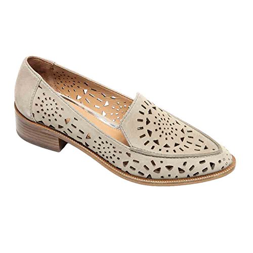 Linea Paolo (New Spring) Babe Women's Loafer - Low Heel Perforated Flat Rock Nubuck Leather 9M