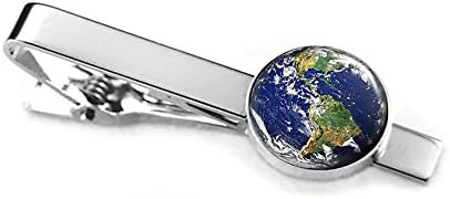 SharedImaginationEarth Tie Clip, Planet Earth Cufflinks, Milky Way Cuff Links Solar System Jewelry, Geek Wedding Day Gifts