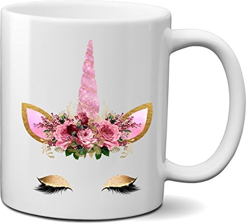 Unicorn Face Coffee Mug Tea Cup with Eye Shadow Lashes- Unicorn themed Mug Cup Gift- Unique Gift Mug for Unicorn Lover- Funny Unicorn Mug Gift for Birthday, Christmas, Best Friend, Her, Mom, Daughter
