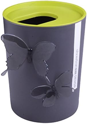 Battletter Creative Mini Desktop Trash Can with Vivid Butterfly (deep gray)