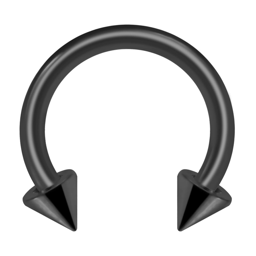AZARIO LONDON Black Anodized 316L Surgical Steel 14 Gauge (1.6mm) - 8mm Diameter Circular Barbell with 3mm Cone - Septum Ring - Anodized Tragus Piercing - Anodized Horseshoe Body Jewellery