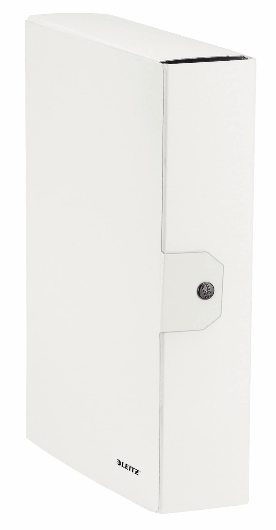 Leitz Press Stud Closure Box File,Plastic-Coated, 25 x 35 cm Dorso 8 cm Metallic White