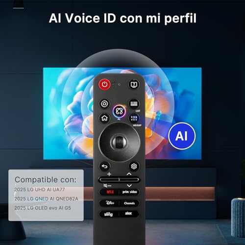OSALOLO Control Remoto MR25GA Magic Remote Compatible con LG Smart TV 2025, Control Inteligente con AI, Puntero y Control por Voz, Negro, con Funda de Silicona