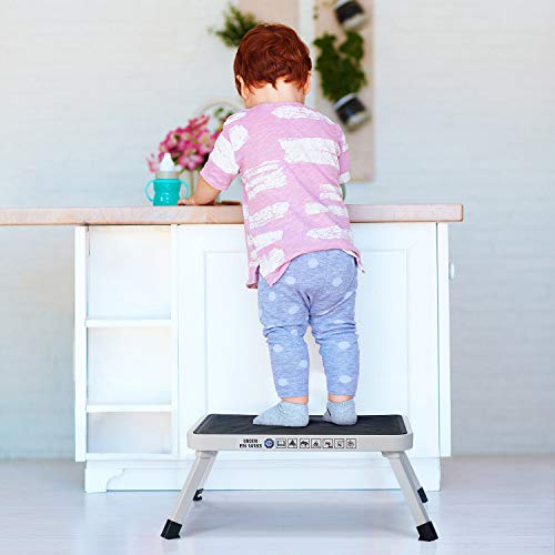 URCERI Folding Steel Step Stool with Non-Skid Plastic Platform Portable Lightweight One Step Ladder with Built-in Handle and Max Load 330 lbs. for Adults Seniors Kids to use at Home Bathroom Kitchen - Thumbnail 4