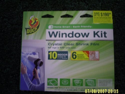 Duck Brand 62-Inch by 420-Inch 10-Window Shrink Film Window Insulator Kit & 6 Socket Sealers