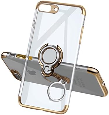 iPhone 7 Plus Case 8 Plus Case,Meetree Phone Cover Clear Slim Ultra Thin Case 360 Rotating Ring Grip Holder Stand Magnetic for Car Mount Shock Absorption Bumper Case for iPhone 7 Plus 8 Plus(Gold)