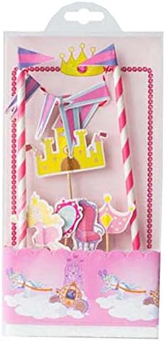 Pink star fairy princess castle crown chair magic mirror birthday cake bunting banner toppers wrappers kit decorations