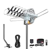 2019 Version HDTV Antenna Amplified Digital Outdoor Antenna -150 Miles Range-360 Degree Rotation Wireless Remote-Snap- Wireless Remote Control - UHF/VHF 4K 1080P Channels- On Installation Support 2 TV