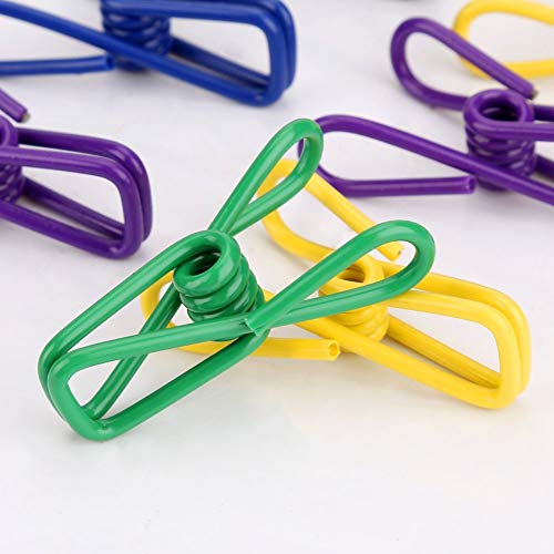 30 Pack Metal Clothespins Clips - Multi-Purpose Colored Utility Steel Wire Clips Pegs Holders in Basket Bin for Clothes Line, Kitchen Bag Sealing