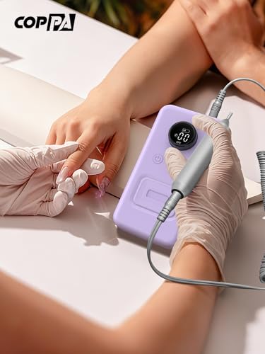 COPPA Professional Nail Lathe, NDK106 Electric Nail File with 12 Bits 31 Bands, 45000 RPM Adjustable Speed Nail Drill Kit for Polishing and Removal of Acrylic Nails, Salon & Home
