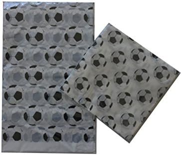 Soccer Party Plastic Tablecloth 70.8" 42.5" and 20 Matching Soccer Napkins
