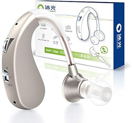 Amazon 沐光集音器 365日間保証 充電式 耳かけ 軽量 高齢者 日本語取扱説明書付き 中程度の難聴に適しています集音器14 シャンパン 沐光 補聴器