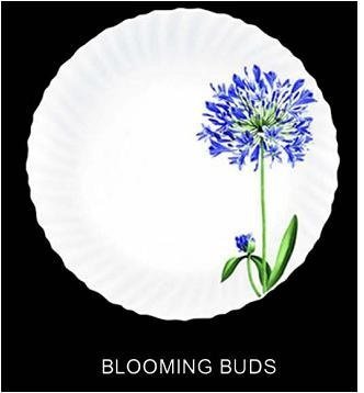 La Opala Blooming Buds Dinner Set, 23-Pieces, White/Blue