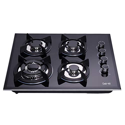 Delikit® 24 Inch Gas Cooktop Dual Fuel Sealed 4 Burners Tempered Glass