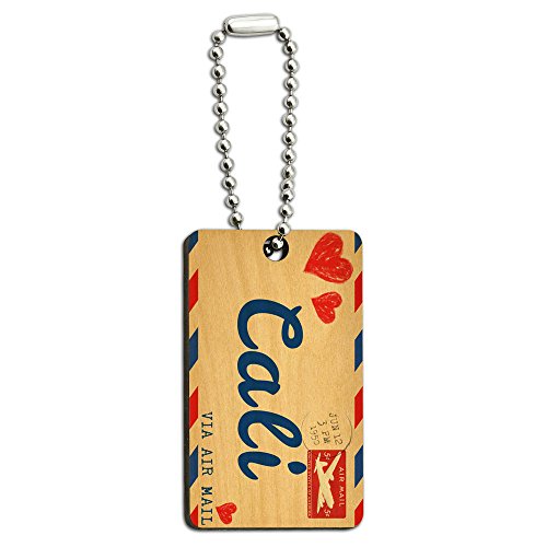 Air Mail Postcard Love for Cali Wood Wooden Rectangle Key Chain