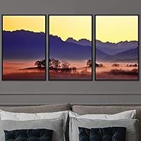 3 Piece Framed Canvas Wall Art Orange Sunset Canvas Prints Home Artwork Decoration for Living Room,Bedroom - 16
