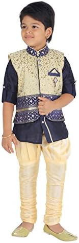 KLAUD ZEE Kids Indian Ethnic Bollywood Style Festive and Party Wear Waistcoat Kurta and Breeches Set for Boys