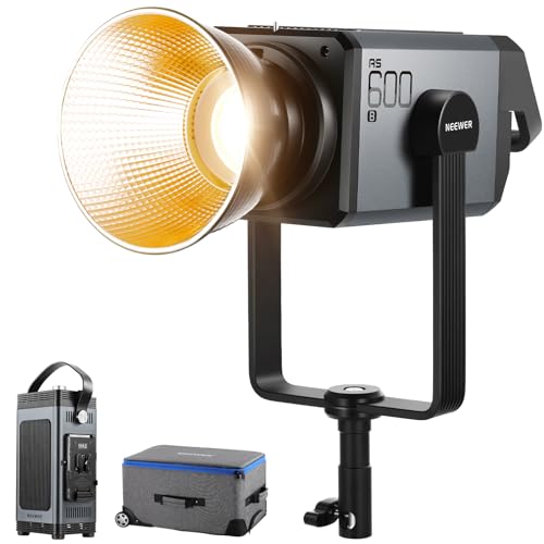 NEEWER AS600B COB LED-videolamp met 2,4 G/app-bediening, 600 W, 2700 K-6500 K, CRI96+/TLCI98+ PWM, brondimming, gecombineerd 12 scenes, stille ventilator met Bowens houder voor streaming-studio