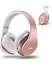 zihnic Bluetooth Headphones Over Ear, Foldable Wireless and Wired Stereo Headset Micro SD/TF, FM for iPhone/Samsung/iPad/PC/TV,Soft Earmuffs &Light Weight for Prolonged Wearing (Gold)