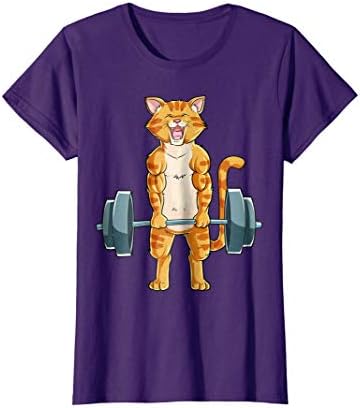 Cat Deadlift Powerlifting T Shirt Gym Lifting Weights Tee