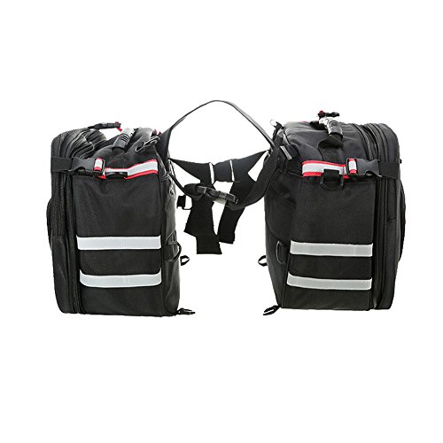 Vogvigo Motorcycle Lateral Saddlebags with Rear Bag Side Saddle Bags Tail Bag ,Motorbikes Panniers & Tail Kit Travel Luggage Bag - Black (3 PC) (Black) - Thumbnail 7