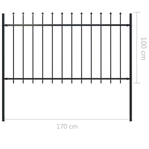 Festnight Gartenzaun mit Speerspitzen Stahl 1,7 x 1 m Schwarz Schmuckzaun Metallzaun Stahlzaun Gitterzaun Zaunfeld – Bild 6