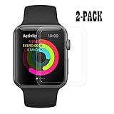 [2-Pack] HOMRUI Apple Watch Series 4 40mm Glass Screen Prcotector, 3D Curved Full Coverage Tempered Glass Screen Protector for iWatch 40mm 2018 (Transparent Edge)
