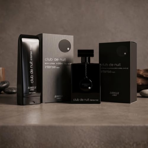Kit Perfume Árabe Masculino Club de Nuit Intense Man Isabelle La Belle 100ml + Loção Hidratante Corporal Body Lotion 200ml – Combo Alta Fixação e Projeção